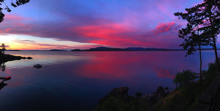 The May sunset at Alex's home, in memory of Adam Marks.